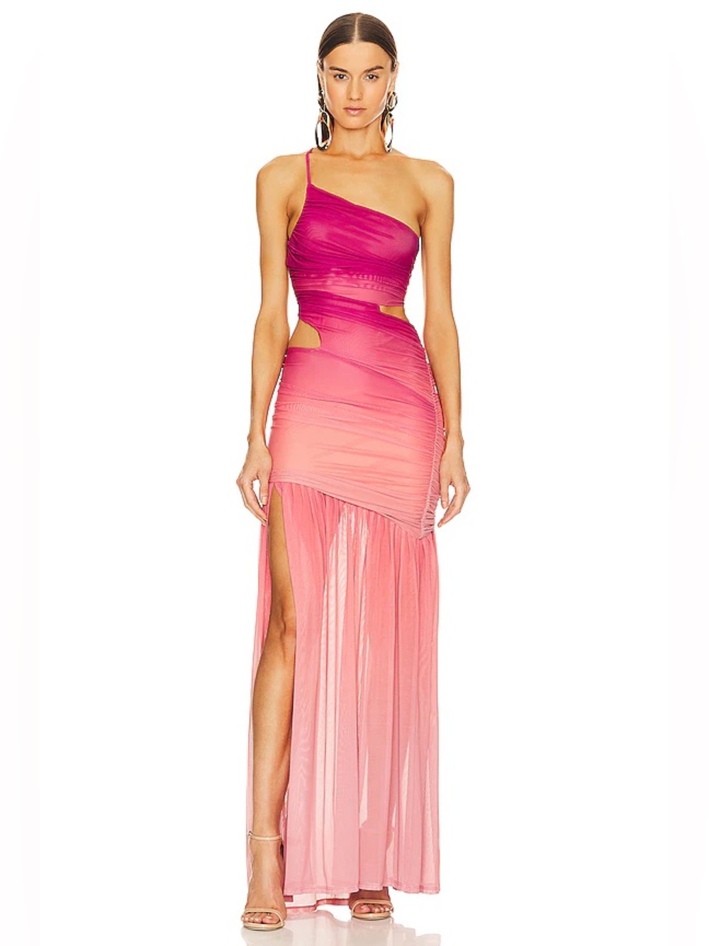 Michael Costello x REVOLVE Giustina Pink Ombré Cutout Maxi Dress